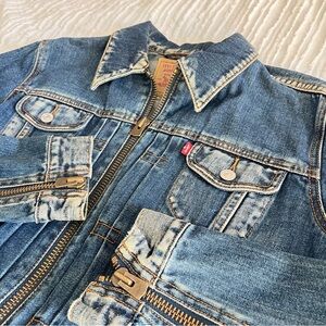 Levi’s Vintage Y2K Zip Front Denim Trucker Jacket Acid Wash Zipper Large